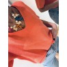 Pull mandarine col V manches courtes