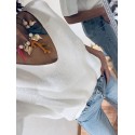 Pull blanc col V manches courtes