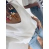 Pull blanc col V manches courtes