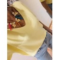 Pull jaune col V manches courtes