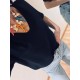 Pull noir col V manches courtes