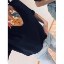 Pull noir col V manches courtes