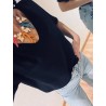 Pull noir col V manches courtes