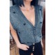Gilet sans manche coeur gris chiné
