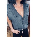 Gilet sans manche coeur gris chiné