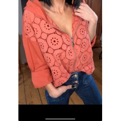 Veste dentelle brique