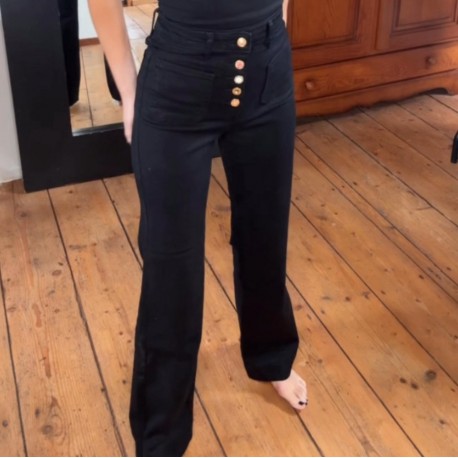 Jeans noir Boutons multi
