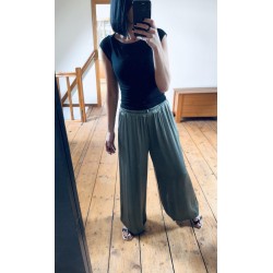 Pantalon fluide satiné kaki