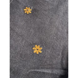 Jeans brut 7/8 fleurs camel