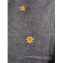 Jeans brut 7/8 fleurs camel