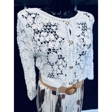Gilet blanc crochet