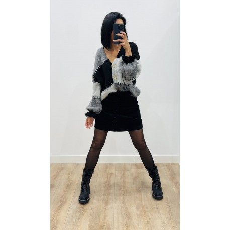 Gilet Camille gris & noir