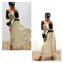 Jupe plissée beige
