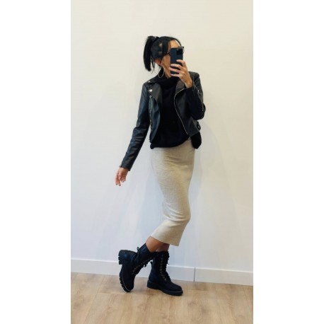 Jupe beige midi