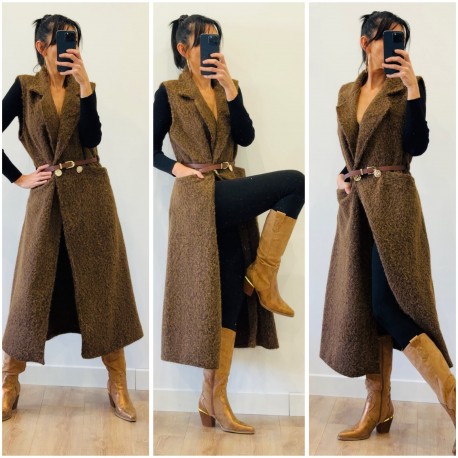 Manteau sans manches choco