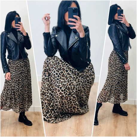 Jupe plissée leopard