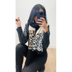 Echarpe noire leopard
