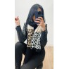 Echarpe noire leopard