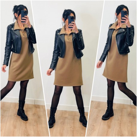 Robe polo camel