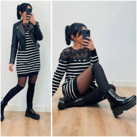 Robe pull marin dentelle