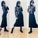 Jupe noire laine midi