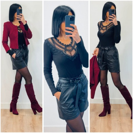 Veste suédine bordeaux