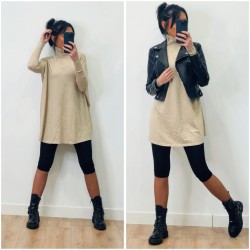 Pull Tunique beige