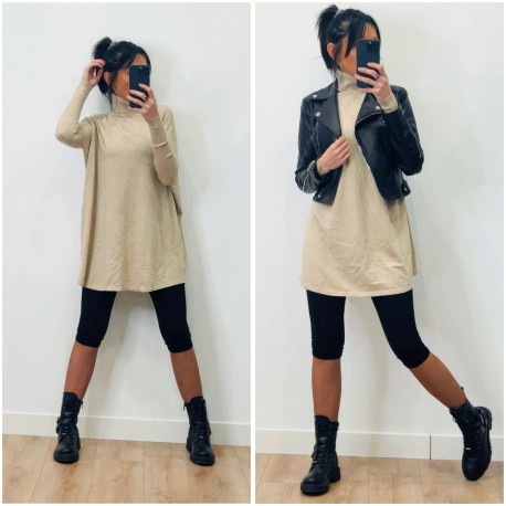 Pull Tunique beige