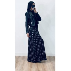 Jupe longue satinée à pois