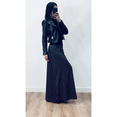 Jupe longue satinée à pois