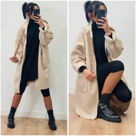 Veste bouclettes beige