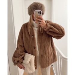 Veste fausse fourrure torsades