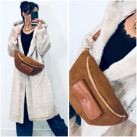 Manteau fausse fourrure beige