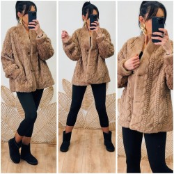 Veste fausse fourrure torsades