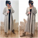 Veste longue bouclettes beige chiné