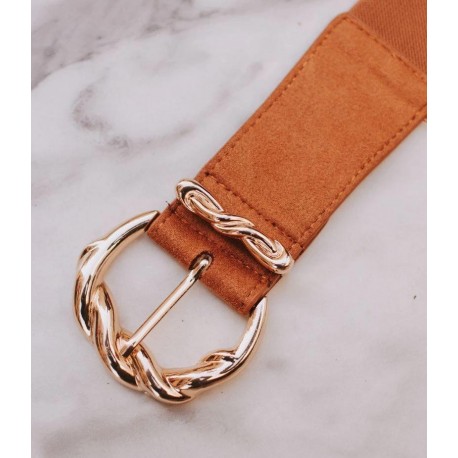 Ceinture élastique torsade camel