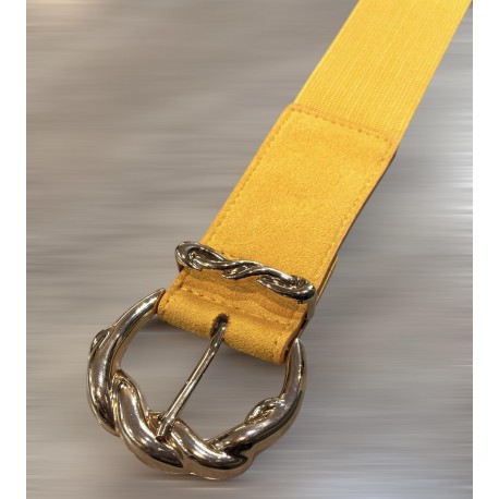 Ceinture élastique torsade jaune moutarde