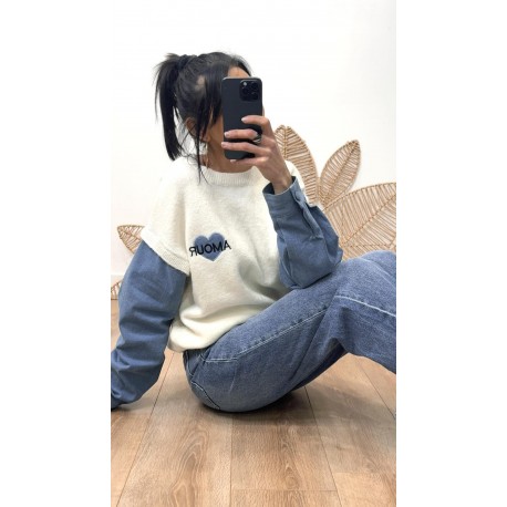 Pull bi-matière Amour