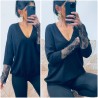Pull noir manches en dentelle