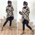 Pull tunique fleurs