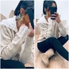 Pull à capuche dentelle beige
