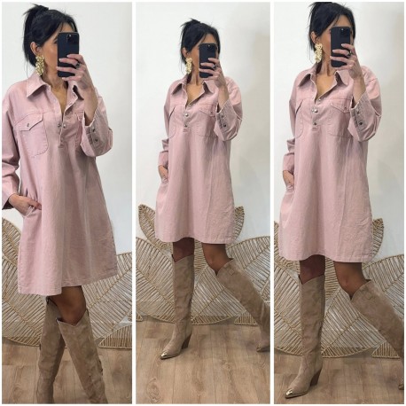 Robe jeans rose