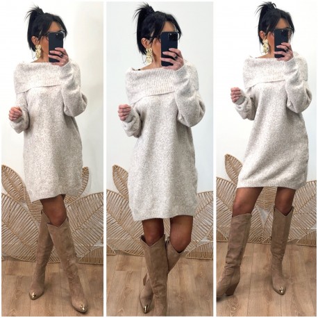 Tunique / robe Bardot beige