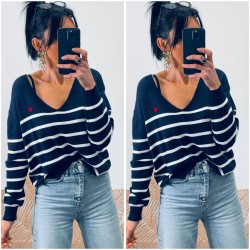 Pull marin marine coeur