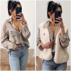 Polaire sans manche beige