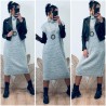 Robe pull longue grise sans manche