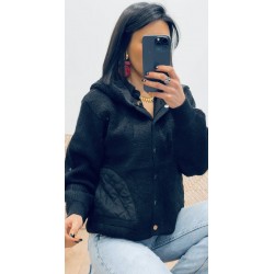 Veste noire moumoute