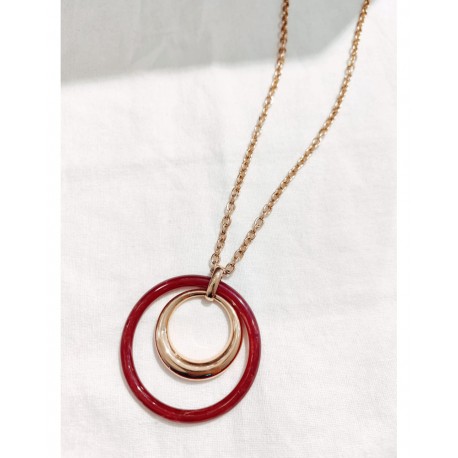 Collier anneaux bordeaux