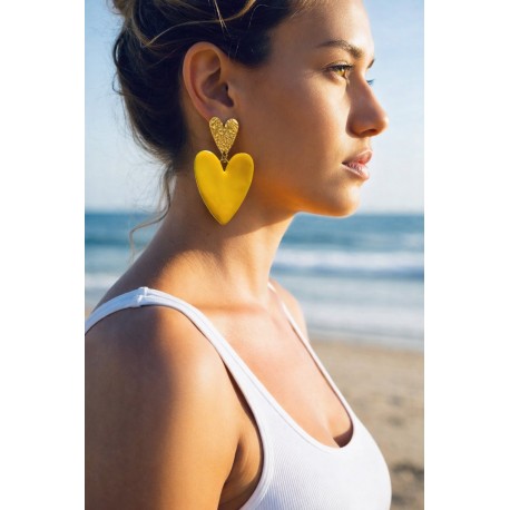 Boucles coeur jaune