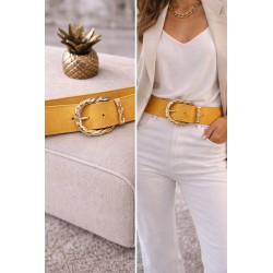Ceinture élastique torsade jaune moutarde